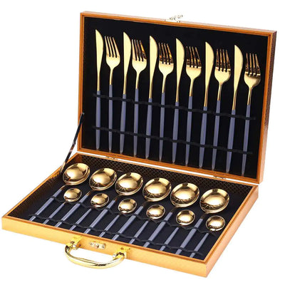 24pcs Gold Stainless Steel Cutlery Set - Boaties Collective