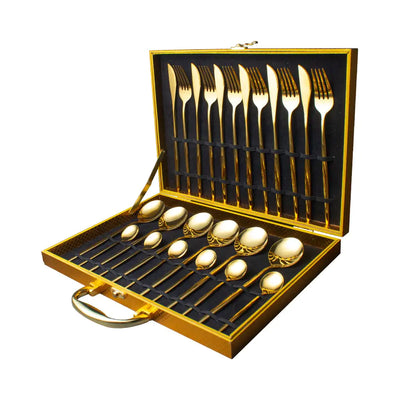 24pcs Gold Stainless Steel Cutlery Set - Boaties Collective